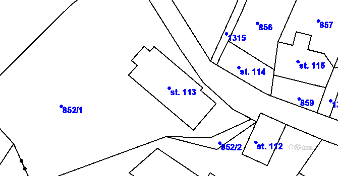 Parcela st. 113 v KÚ Světlá pod Ještědem, Katastrální mapa