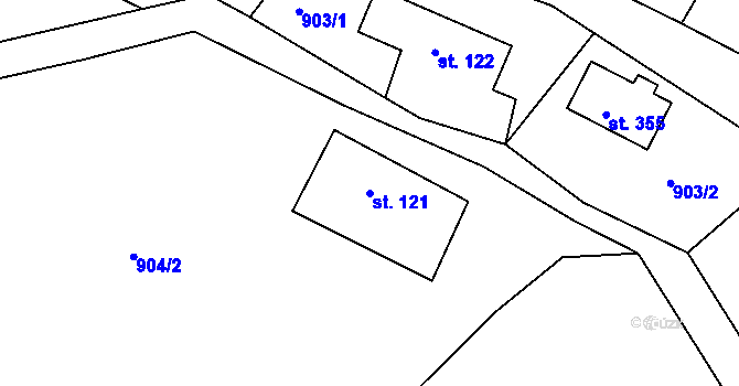 Parcela st. 121 v KÚ Světlá pod Ještědem, Katastrální mapa