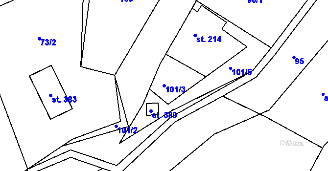 Parcela st. 101/3 v KÚ Světlá pod Ještědem, Katastrální mapa
