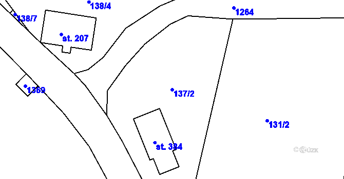 Parcela st. 137/2 v KÚ Světlá pod Ještědem, Katastrální mapa