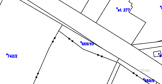 Parcela st. 669/10 v KÚ Světlá pod Ještědem, Katastrální mapa