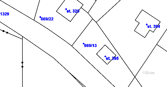 Parcela st. 669/13 v KÚ Světlá pod Ještědem, Katastrální mapa
