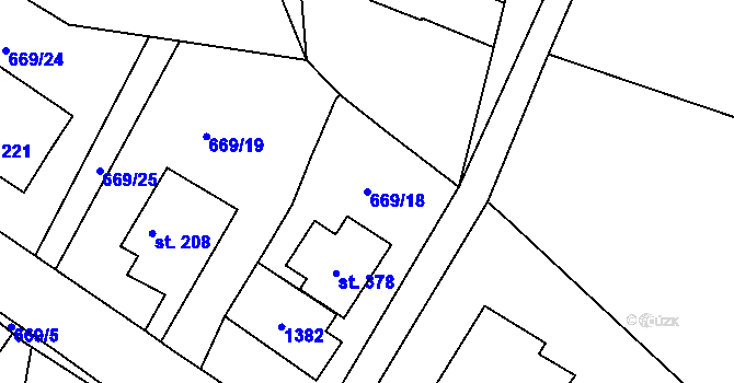 Parcela st. 669/18 v KÚ Světlá pod Ještědem, Katastrální mapa