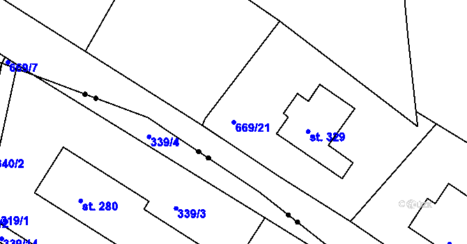 Parcela st. 669/21 v KÚ Světlá pod Ještědem, Katastrální mapa