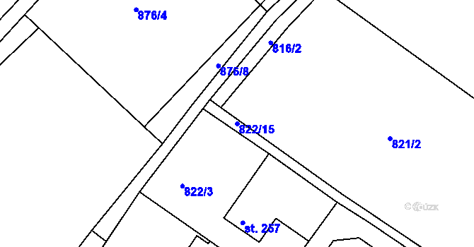 Parcela st. 822/15 v KÚ Světlá pod Ještědem, Katastrální mapa