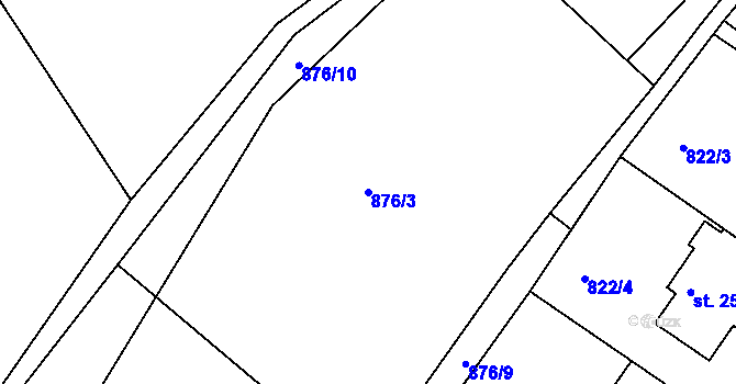 Parcela st. 876/3 v KÚ Světlá pod Ještědem, Katastrální mapa