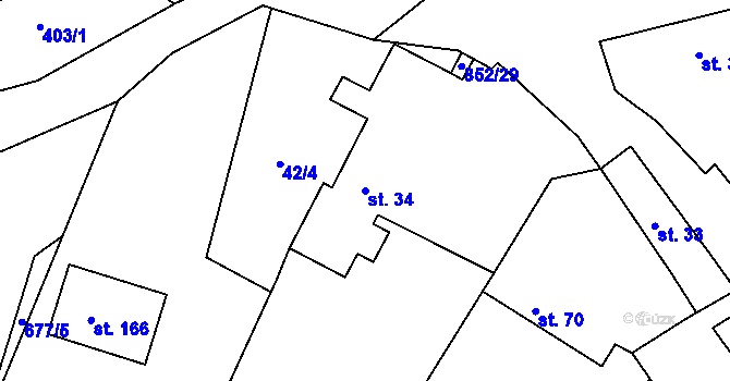 Parcela st. 34 v KÚ Světlice, Katastrální mapa