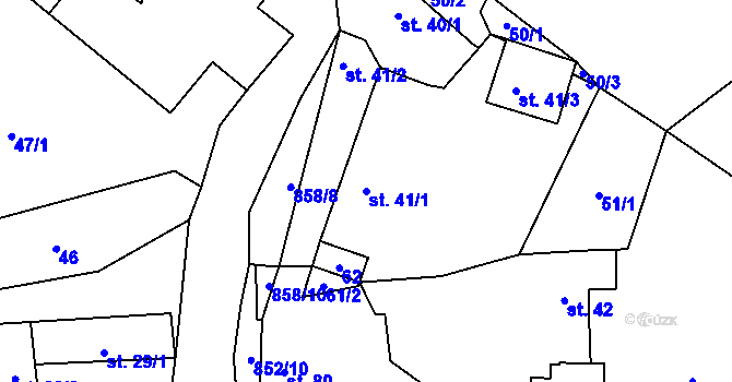 Parcela st. 41/1 v KÚ Světlice, Katastrální mapa