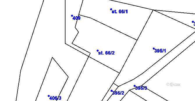 Parcela st. 66/2 v KÚ Světlice, Katastrální mapa