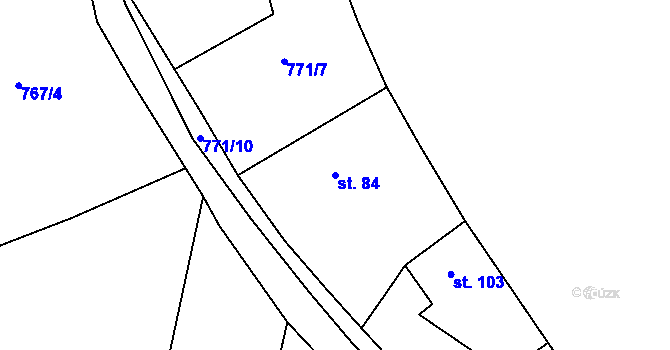Parcela st. 84 v KÚ Světlice, Katastrální mapa