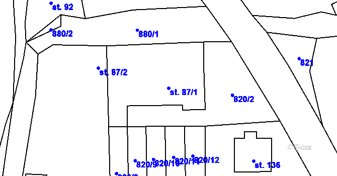 Parcela st. 87/1 v KÚ Světlice, Katastrální mapa