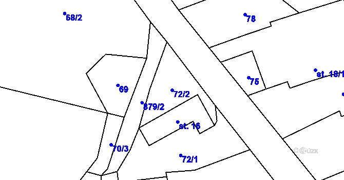Parcela st. 72/2 v KÚ Světlice, Katastrální mapa