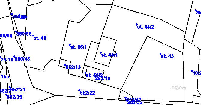Parcela st. 44/1 v KÚ Světlice, Katastrální mapa