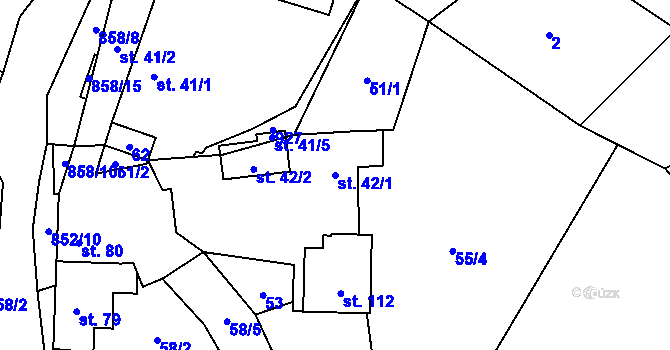Parcela st. 42/1 v KÚ Světlice, Katastrální mapa