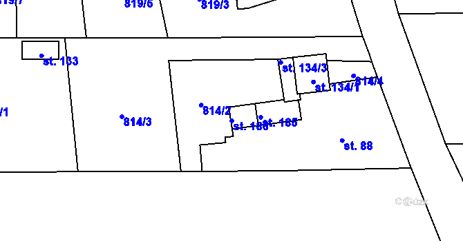 Parcela st. 186 v KÚ Světlice, Katastrální mapa