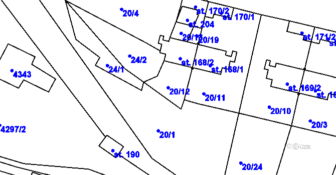 Parcela st. 20/12 v KÚ Skubice, Katastrální mapa