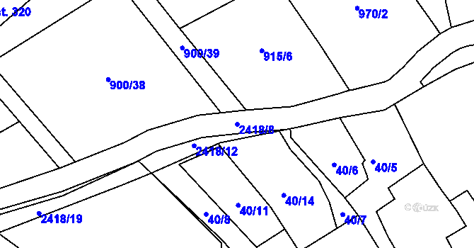 Parcela st. 2418/8 v KÚ Světlík, Katastrální mapa