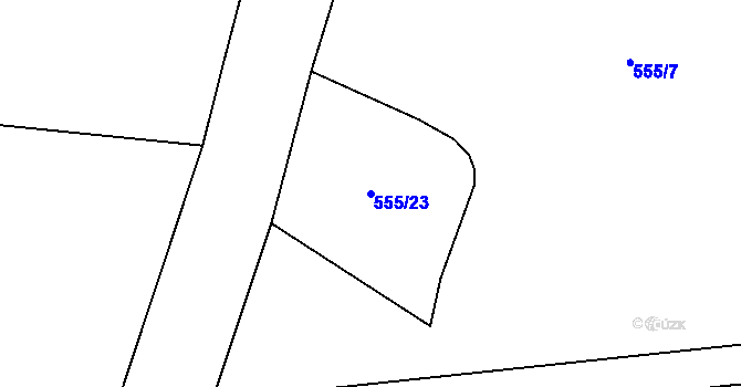 Parcela st. 555/23 v KÚ Světlík, Katastrální mapa