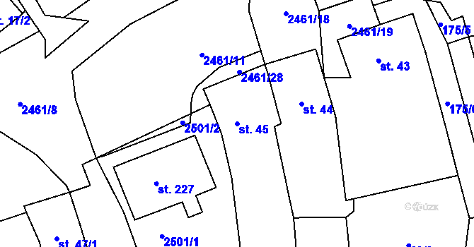 Parcela st. 45 v KÚ Světlík, Katastrální mapa