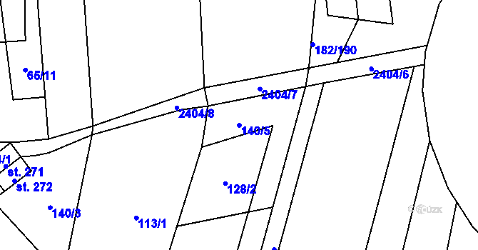 Parcela st. 140/5 v KÚ Světlík, Katastrální mapa