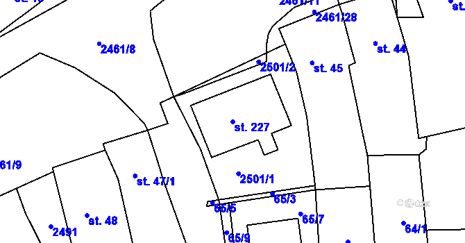 Parcela st. 227 v KÚ Světlík, Katastrální mapa
