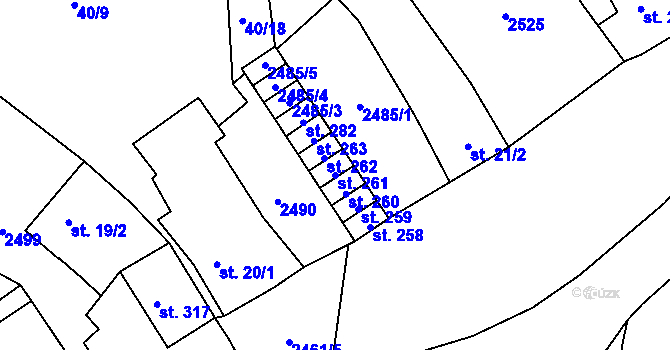 Parcela st. 261 v KÚ Světlík, Katastrální mapa