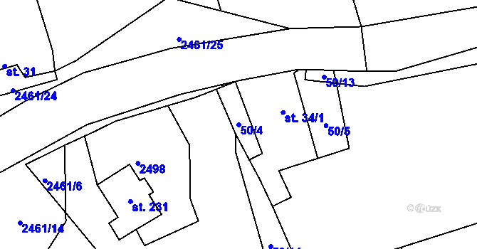 Parcela st. 50/4 v KÚ Světlík, Katastrální mapa