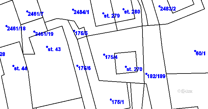 Parcela st. 175/4 v KÚ Světlík, Katastrální mapa