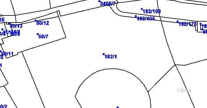 Parcela st. 182/1 v KÚ Světlík, Katastrální mapa
