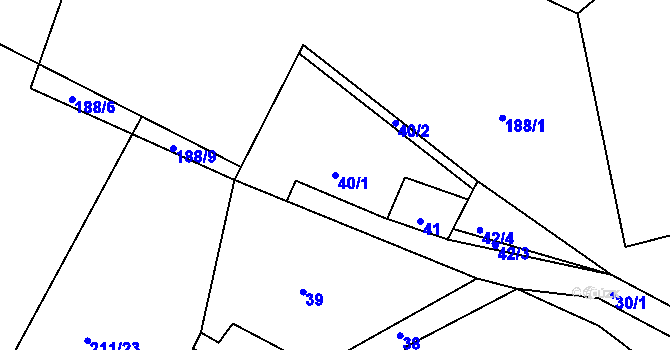Parcela st. 40/1 v KÚ Cikháj, Katastrální mapa