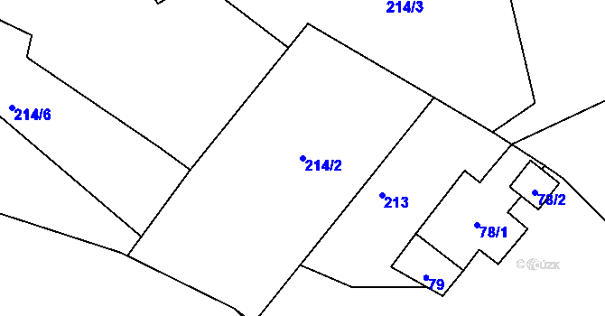Parcela st. 214/2 v KÚ Cikháj, Katastrální mapa