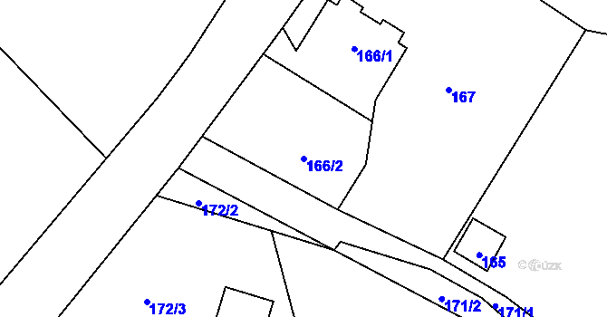 Parcela st. 166/2 v KÚ Cikháj, Katastrální mapa