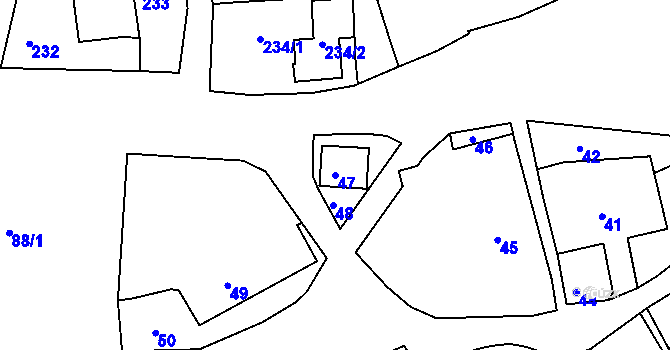 Parcela st. 47 v KÚ Světnov, Katastrální mapa