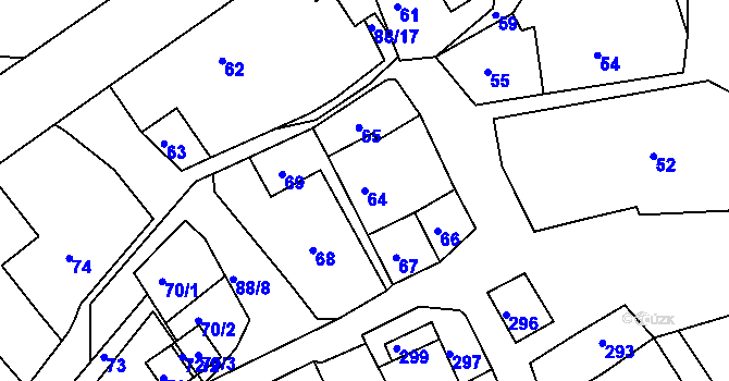 Parcela st. 64 v KÚ Světnov, Katastrální mapa