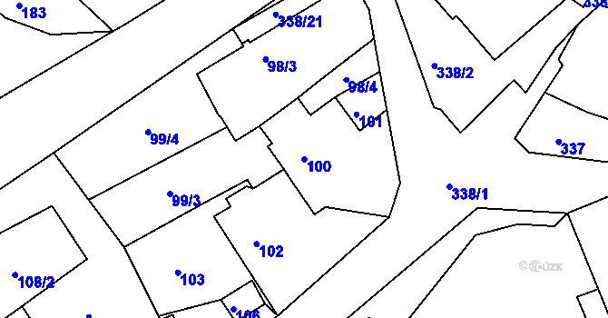 Parcela st. 100 v KÚ Světnov, Katastrální mapa