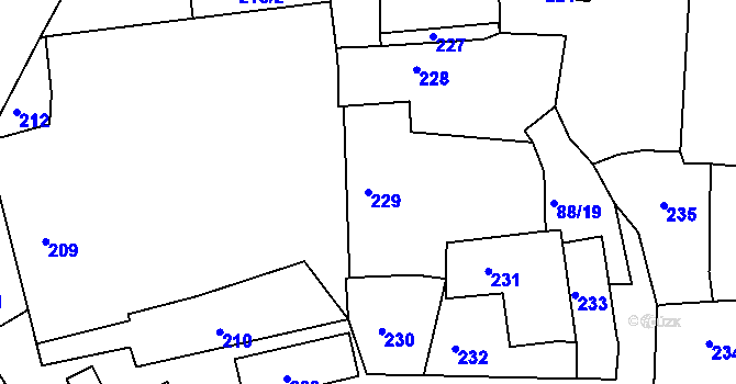 Parcela st. 229 v KÚ Světnov, Katastrální mapa