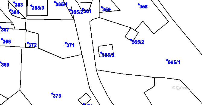 Parcela st. 565/3 v KÚ Světnov, Katastrální mapa