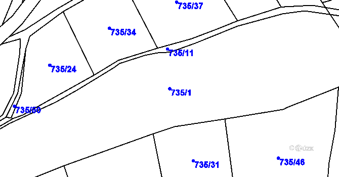 Parcela st. 735/1 v KÚ Světnov, Katastrální mapa