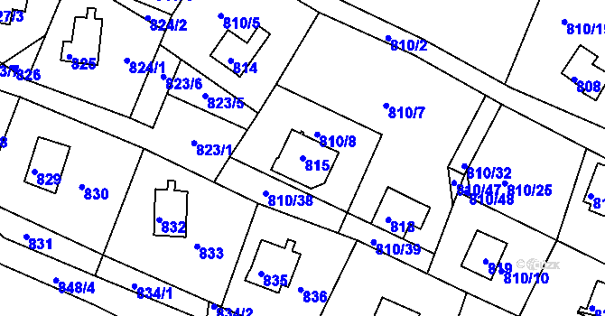 Parcela st. 815 v KÚ Světnov, Katastrální mapa