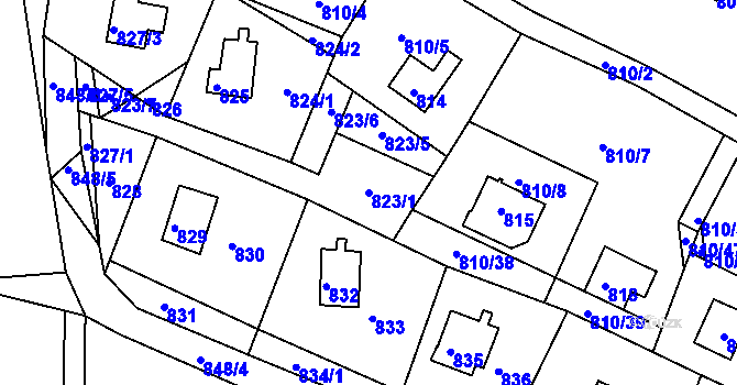 Parcela st. 823/1 v KÚ Světnov, Katastrální mapa