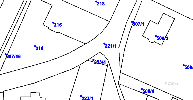 Parcela st. 221/2 v KÚ Světnov, Katastrální mapa