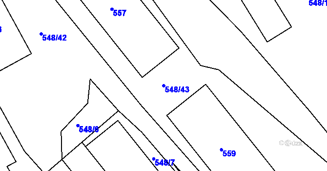 Parcela st. 548/43 v KÚ Světnov, Katastrální mapa