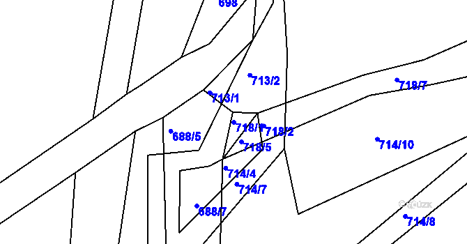 Parcela st. 718/1 v KÚ Světnov, Katastrální mapa