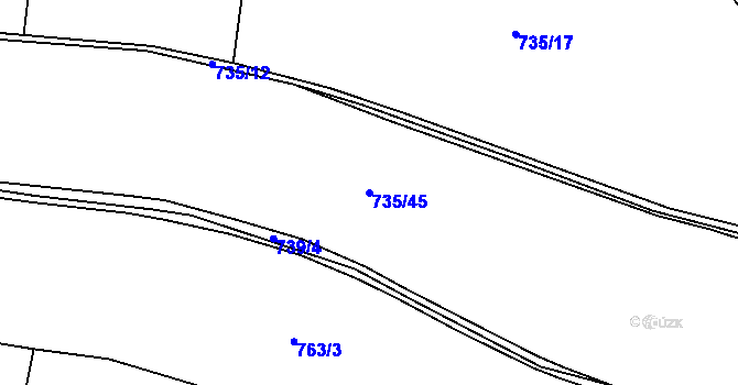 Parcela st. 735/45 v KÚ Světnov, Katastrální mapa