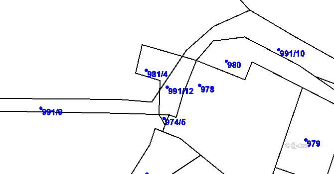 Parcela st. 991/12 v KÚ Světnov, Katastrální mapa