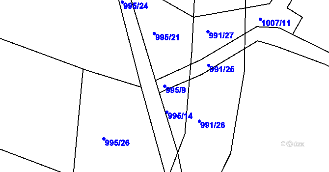 Parcela st. 995/9 v KÚ Světnov, Katastrální mapa
