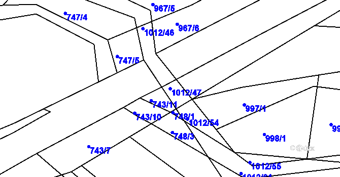 Parcela st. 1012/47 v KÚ Světnov, Katastrální mapa