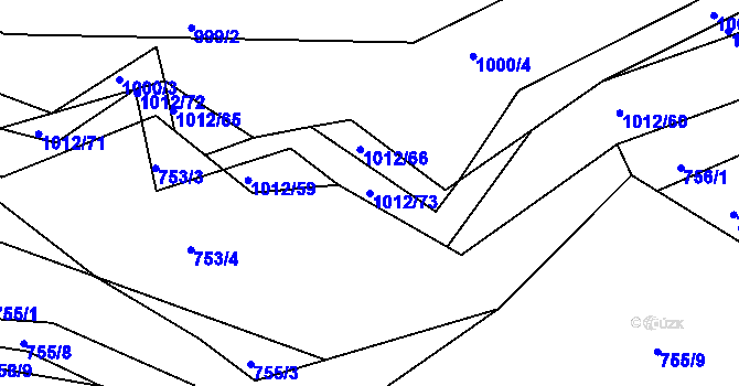 Parcela st. 1012/73 v KÚ Světnov, Katastrální mapa