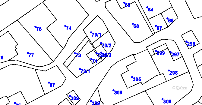 Parcela st. 70/3 v KÚ Světnov, Katastrální mapa
