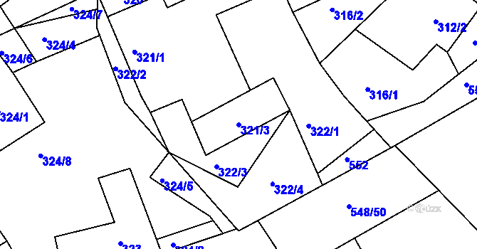 Parcela st. 321/3 v KÚ Světnov, Katastrální mapa
